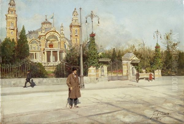 Ansicht Des Tonhalle-pavillion (abgerissen 1937) In Zurich Oil Painting by Fausto Giusto