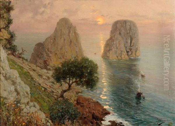 Felsen Von Faraglione Oil Painting by Fausto Giusto