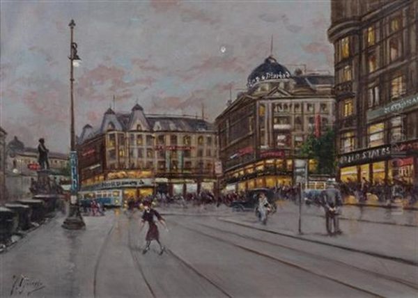 Bahnhofplatz Zurich Oil Painting by Fausto Giusto