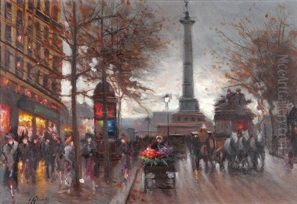 Paris - Place De La Bastille Oil Painting by Fausto Giusto