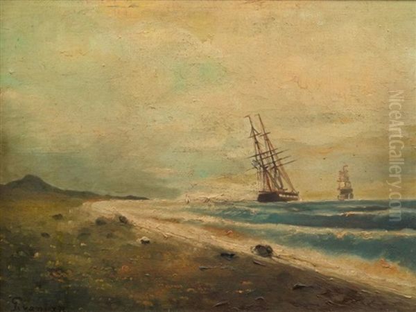 Navire En Bord De Mer Oil Painting by Mekertich Givanian