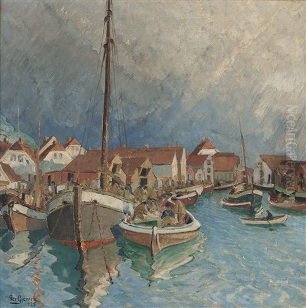 Fra Skudeneshavn, Vinter Oil Painting by Per Gjemre