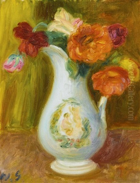 Flowers In A White Pitcher by William Glackens