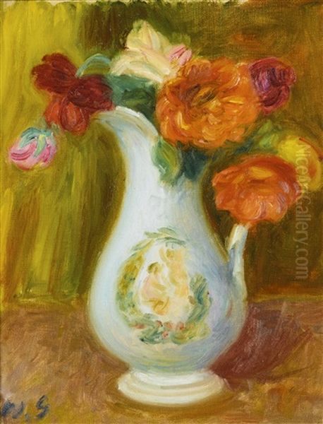 Flowers In A White Pitcher by William Glackens