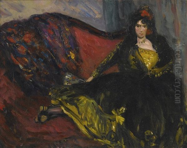 Spanish Lady On Sofa Oil Painting by William Glackens