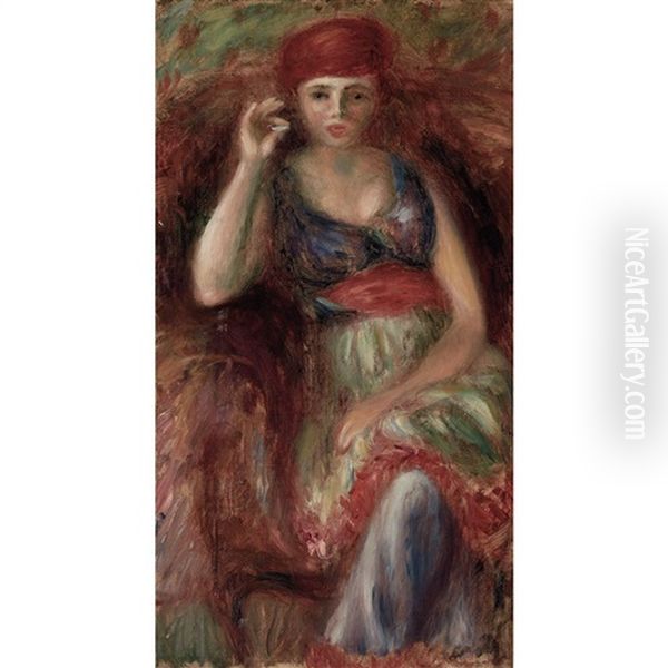 Woman In Costume Smoking Oil Painting by William Glackens