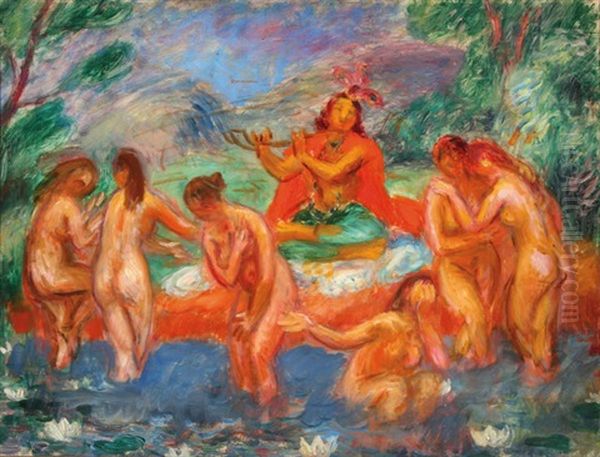 Buddha With Maidens Oil Painting by William Glackens