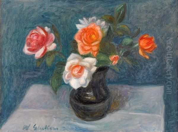 Flowers On A Table Oil Painting by William Glackens