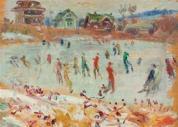 Skaters, Lakewood, New Jersey Oil Painting by William Glackens