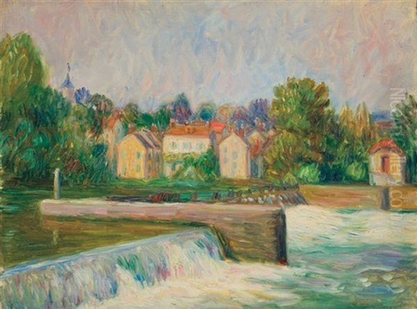 The Dam At Samois Oil Painting by William Glackens