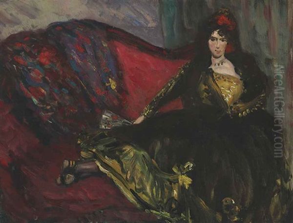 Spanish Lady On A Sofa Oil Painting by William Glackens