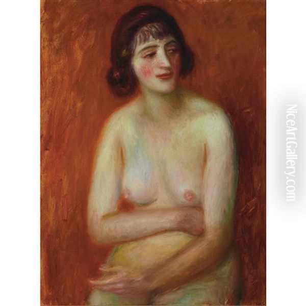 Nude With Orange Background Oil Painting by William Glackens