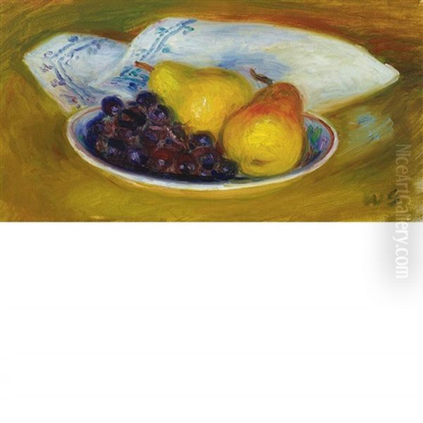 Pears And Concord Grapes Oil Painting by William Glackens