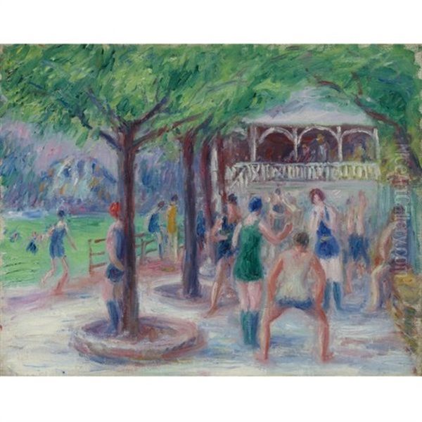 Bathers At Play (study #2) Oil Painting by William Glackens