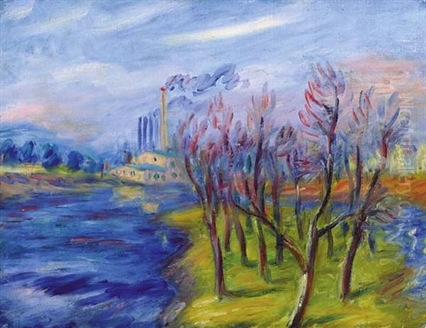 River Factory Oil Painting by William Glackens