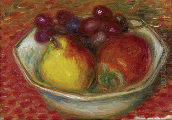 Pear, Persimmon And Grapes Oil Painting by William Glackens