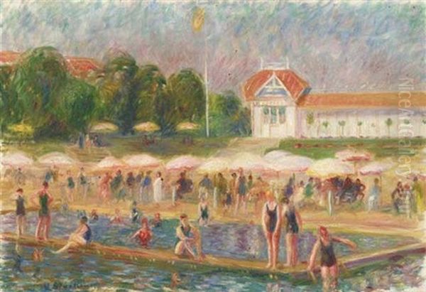 The Beach Isle Adam Oil Painting by William Glackens