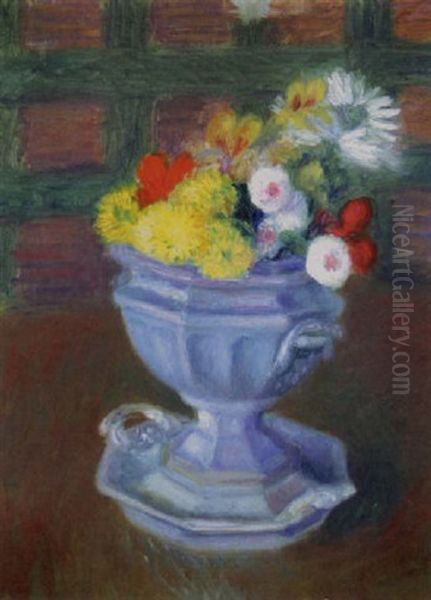 Flowers In An Ironstone Urn Oil Painting by William Glackens