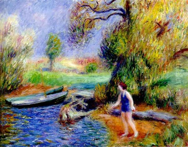 Bather In Blue Oil Painting by William Glackens