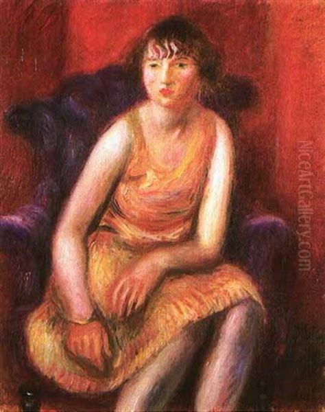 Girl In Yellow Dress Oil Painting by William Glackens