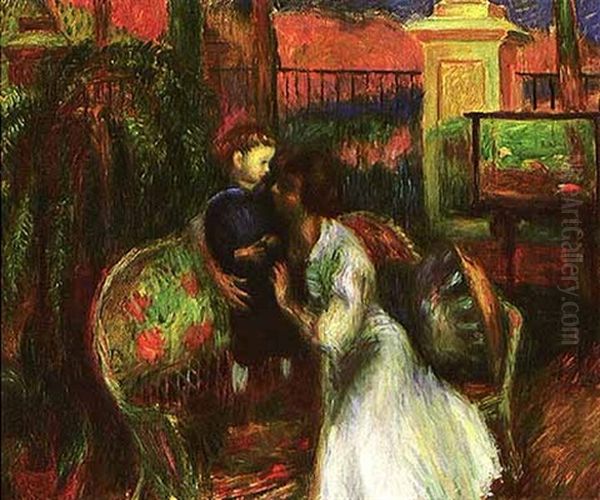 The Conservatory Oil Painting by William Glackens