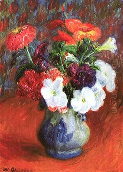 Flower Study Oil Painting by William Glackens