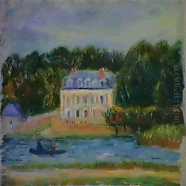 Feressy With Pink House Oil Painting by William Glackens