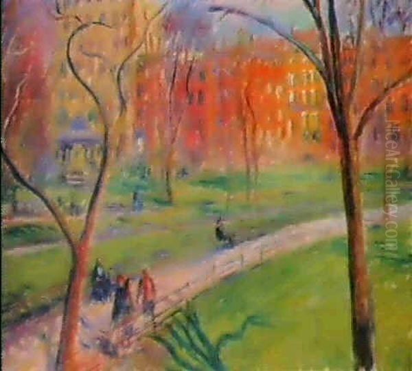 Early Spring, Washington Square Oil Painting by William Glackens