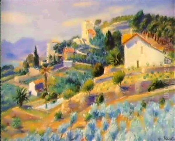 A Riviera Hillside Oil Painting by William Glackens