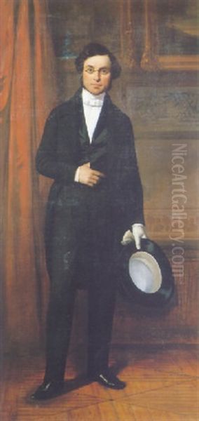 Portrait D'homme  A La Redingote Noire Oil Painting by Auguste Barthelemy Glaize