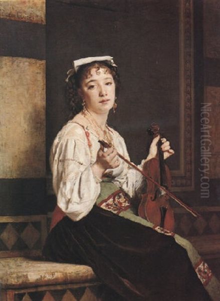 Musicienne Italienne Oil Painting by Pierre Paul Leon Glaize