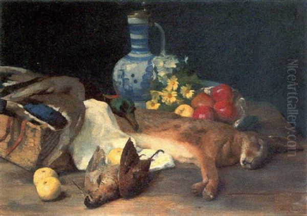 Jagdstilleben Oil Painting by Hermann Von Glass