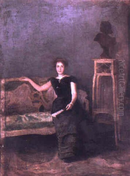 Elegant Lady Seated In An Interior Oil Painting by Armin Glatter