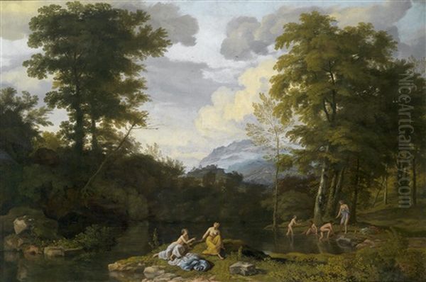 Klassische Landschaft Mit Arkadischer Staffage Oil Painting by Johannes (Jan) Glauber