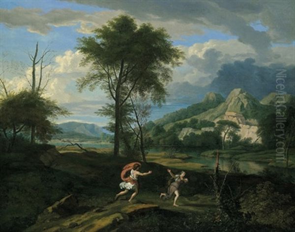 Paesaggio Con Apollo E Dafne Oil Painting by Johannes (Jan) Glauber