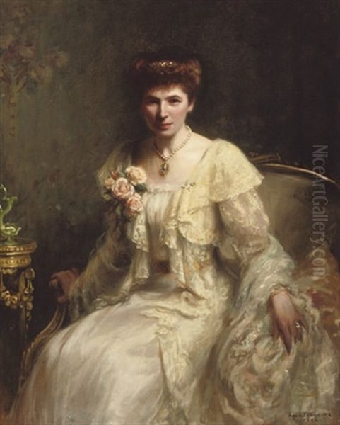 Portrait Of Mrs. Haslam Oil Painting by Hugh de Twenebrokes Glazebrook