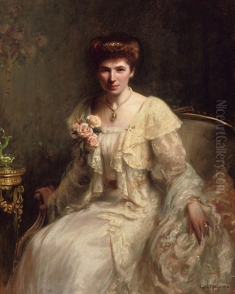 Portrait Of Mrs Haslam Oil Painting by Hugh de Twenebrokes Glazebrook