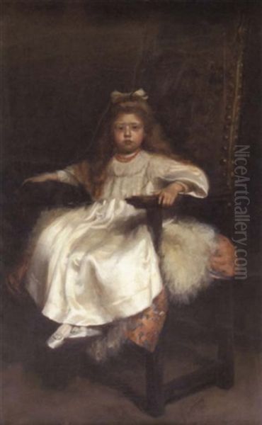 Portrait Study Of Young Girl Seated In An Armchair Oil Painting by Hugh de Twenebrokes Glazebrook