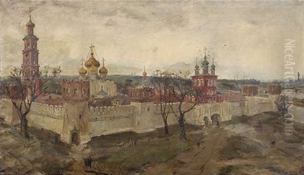 Ansicht Des Novodevichij Monastir In Moskau Oil Painting by Aleksandr Aleksandrovich Glazunov