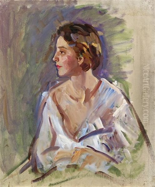 Sketch For Rhoda Studio Oil Painting by Wilfred Gabriel De Glehn