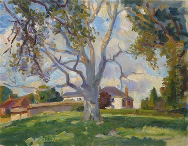 Stratford Tony, Manor House From The Walnut Tree Oil Painting by Wilfred Gabriel De Glehn