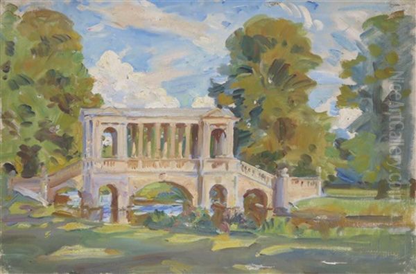 The Palladian Bridge, Wilton Park Oil Painting by Wilfred Gabriel De Glehn