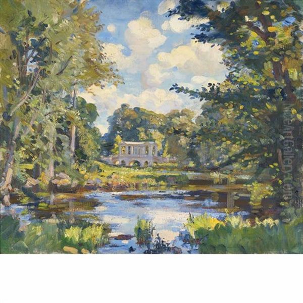 Palladian Bridge, Wilton Park, Wiltshire, England Oil Painting by Wilfred Gabriel De Glehn