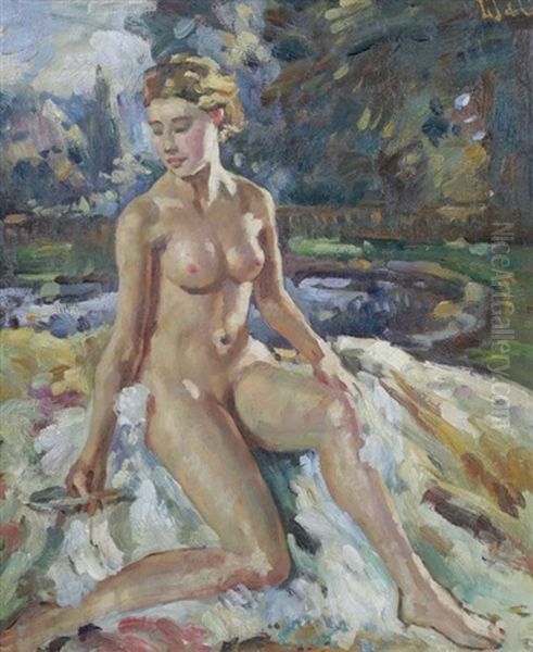 Nude Female (study) Oil Painting by Wilfred Gabriel De Glehn