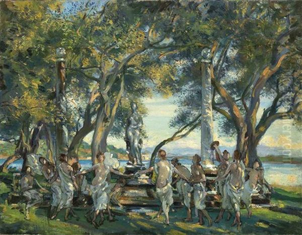 Dance Of The Nymphs (the Landing Place), Corfu Oil Painting by Wilfred Gabriel De Glehn