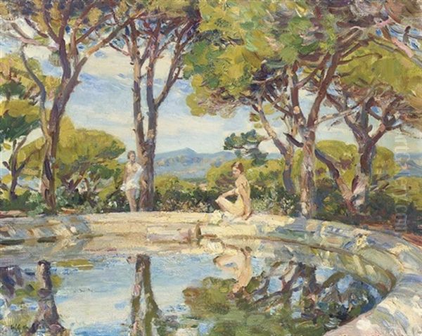 Reflets Dans L'eau Oil Painting by Wilfred Gabriel De Glehn