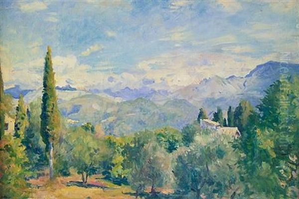 Italian Landscape Oil Painting by Wilfred Gabriel De Glehn