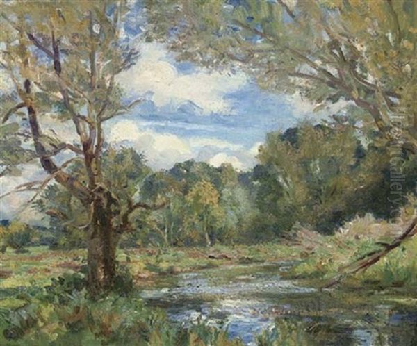 The Ebble, Stratford Tony, Wiltshire Oil Painting by Wilfred Gabriel De Glehn