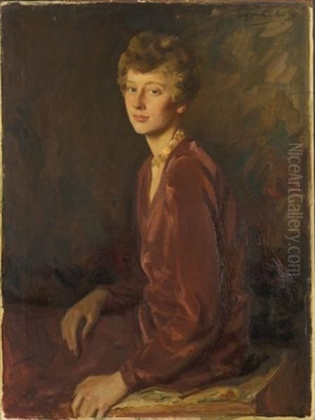 Portrait Of Maud Morgan Oil Painting by Wilfred Gabriel De Glehn