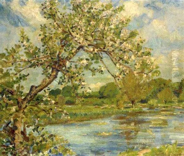 Springtime On The Avon, Great Durnford Oil Painting by Wilfred Gabriel De Glehn